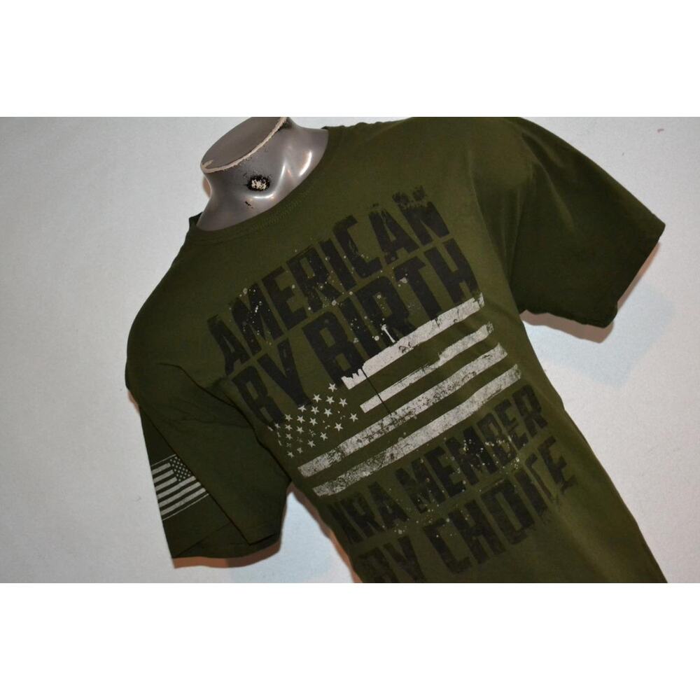 38523 NRA T-Shirt National Rifle Association Green USA Flag Size XL Mens